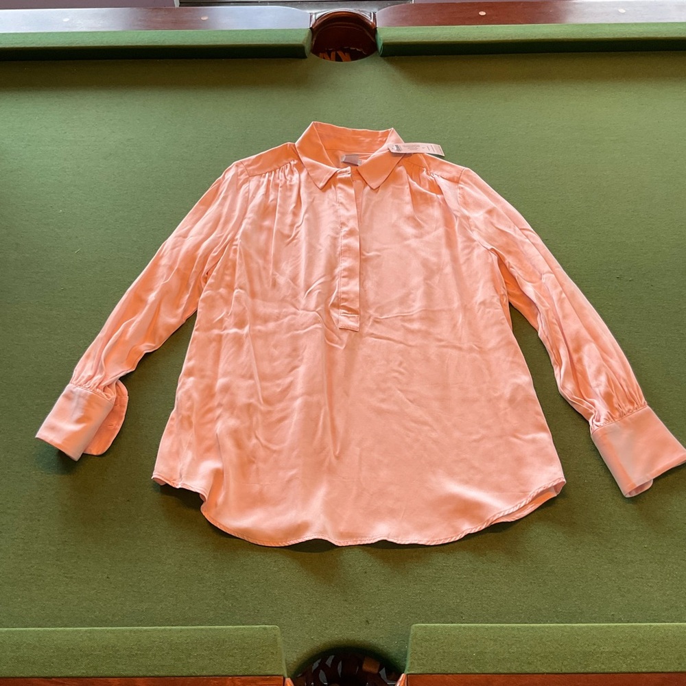 Chico's Half Placket femme tunic Peach satin Tunic Top size 1